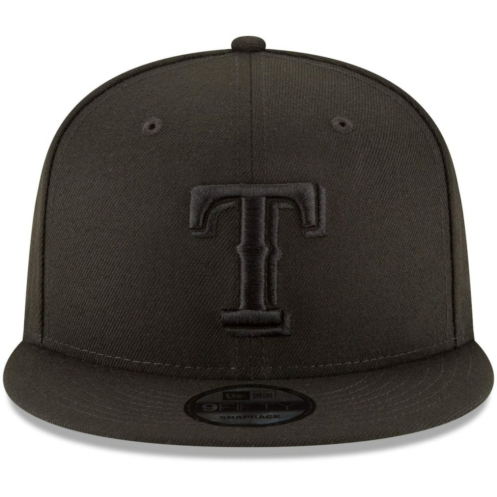 MLB Texas Rangers New Era Black on Black 9FIFTY Team Snapback Adjustable Hat