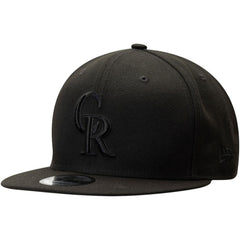 MLB Colorado Rockies New Era Black on Black 9FIFTY Team Snapback Adjustable Hat
