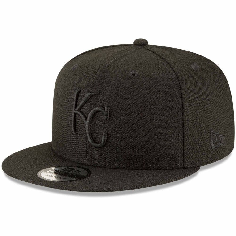MLB Kansas City Royals New Era Black on Black 9FIFTY Team Snapback Adjustable Hat