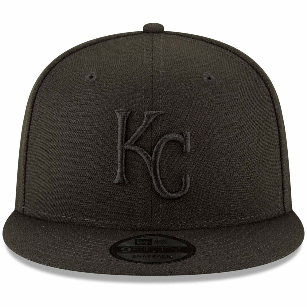 MLB Kansas City Royals New Era Black on Black 9FIFTY Team Snapback Adjustable Hat