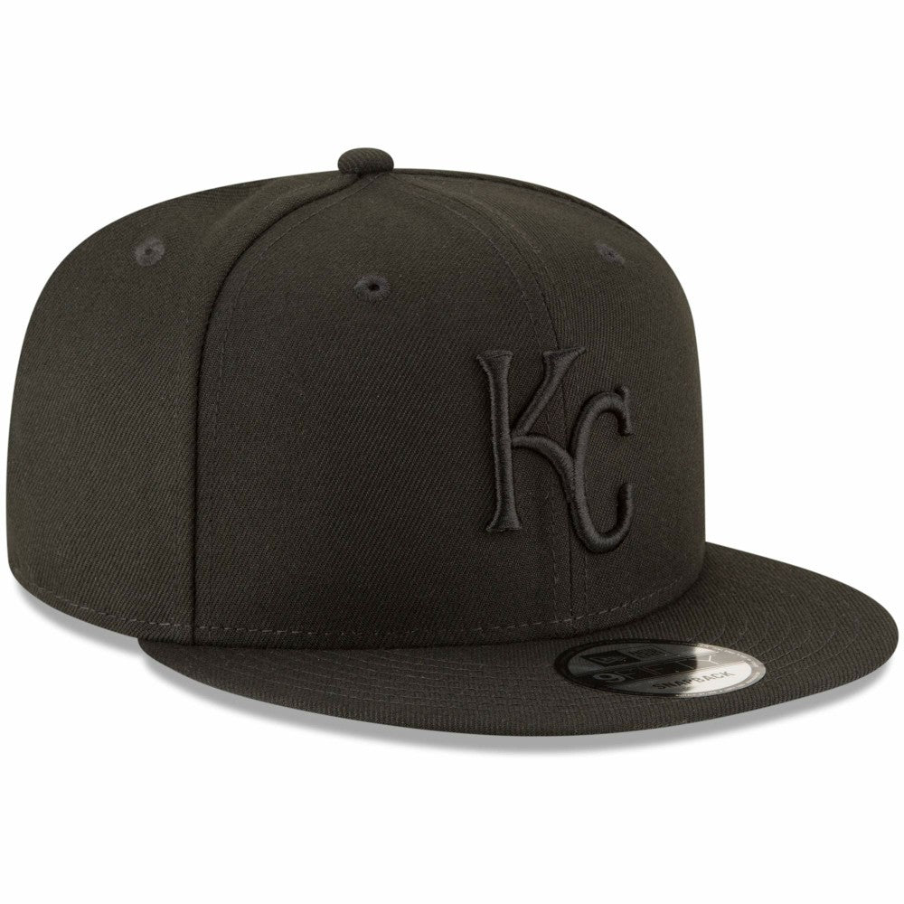 MLB Kansas City Royals New Era Black on Black 9FIFTY Team Snapback Adjustable Hat