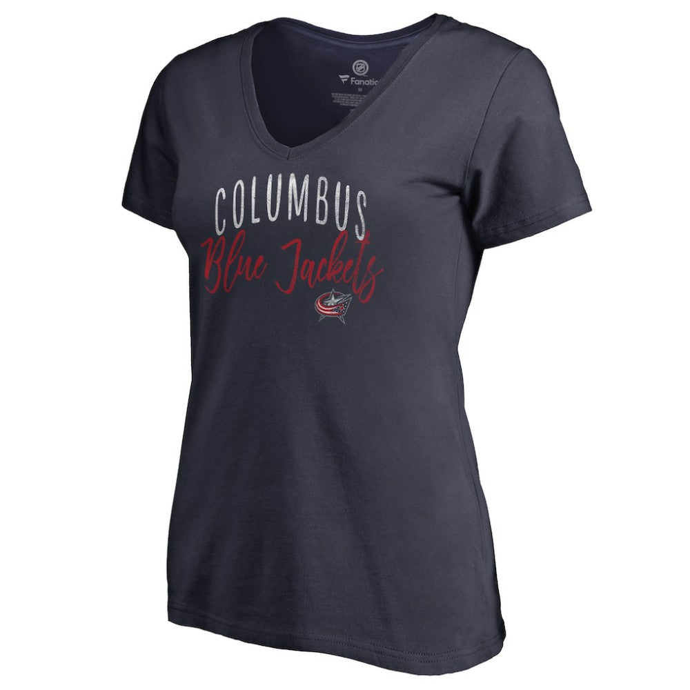 NHL Navy Columbus Blue Jackets Women's Graceful V-Neck T-Shirt