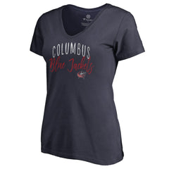 NHL Navy Columbus Blue Jackets Women's Graceful V-Neck T-Shirt