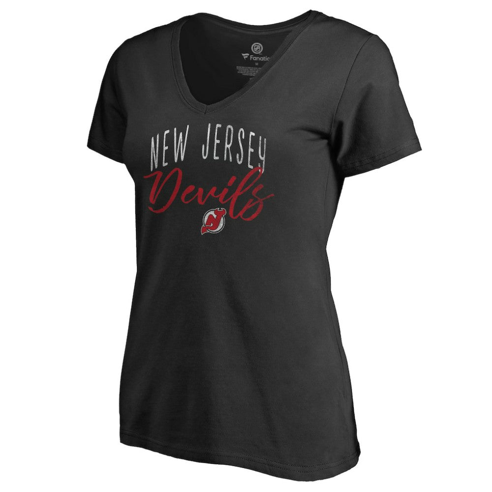 NHL Black New Jersey Devils Women's Graceful V-Neck T-Shirt