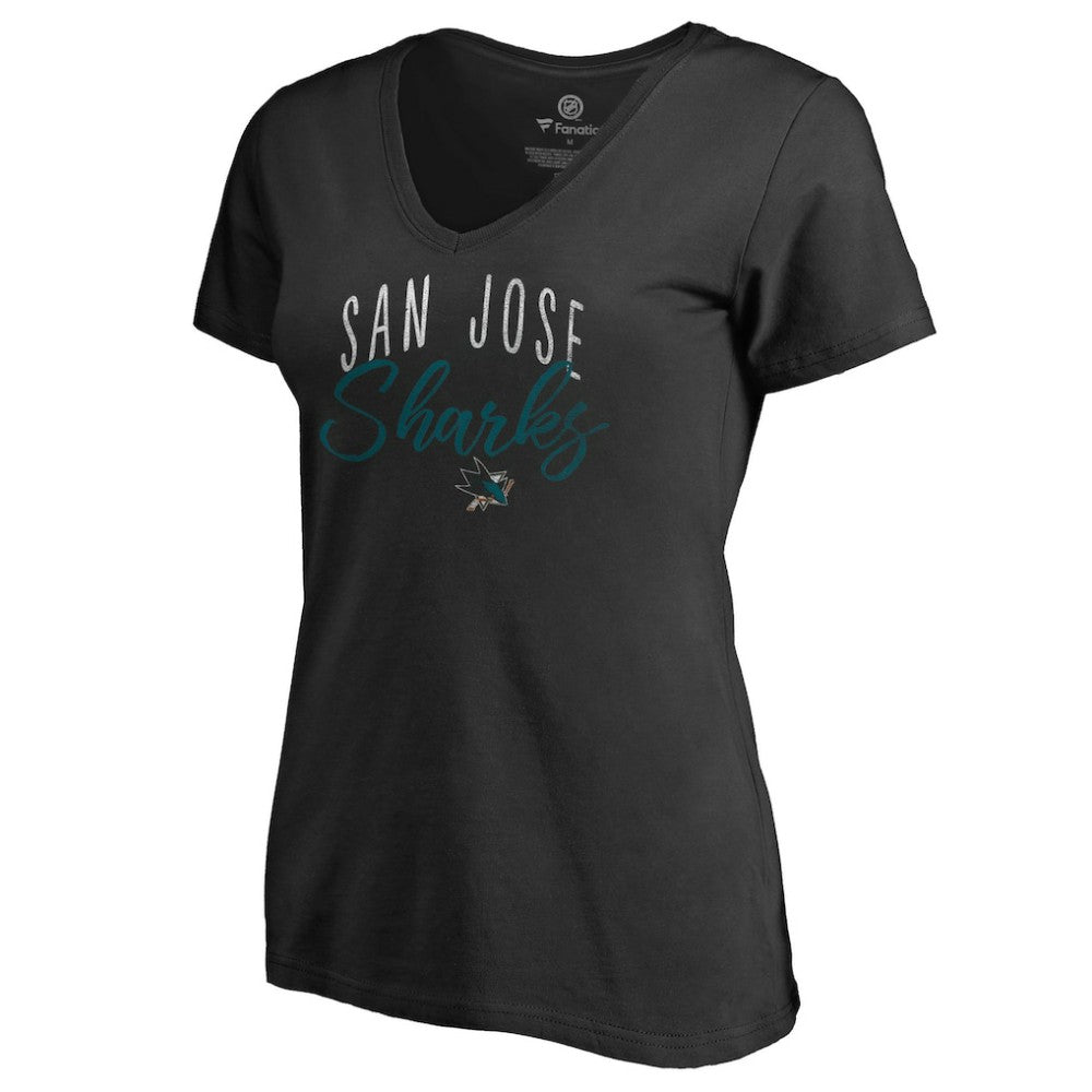 NHL Black San Jose Sharks Women's Graceful V-Neck T-Shirt