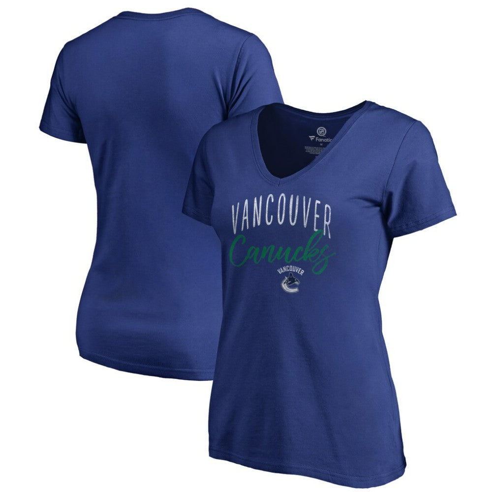 NHL Blue Vancouver Canucks Women's Graceful V-Neck T-Shirt