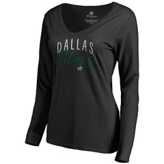 NHL Black Dallas Stars Women's Graceful Long Sleeve V-Neck T-Shirt