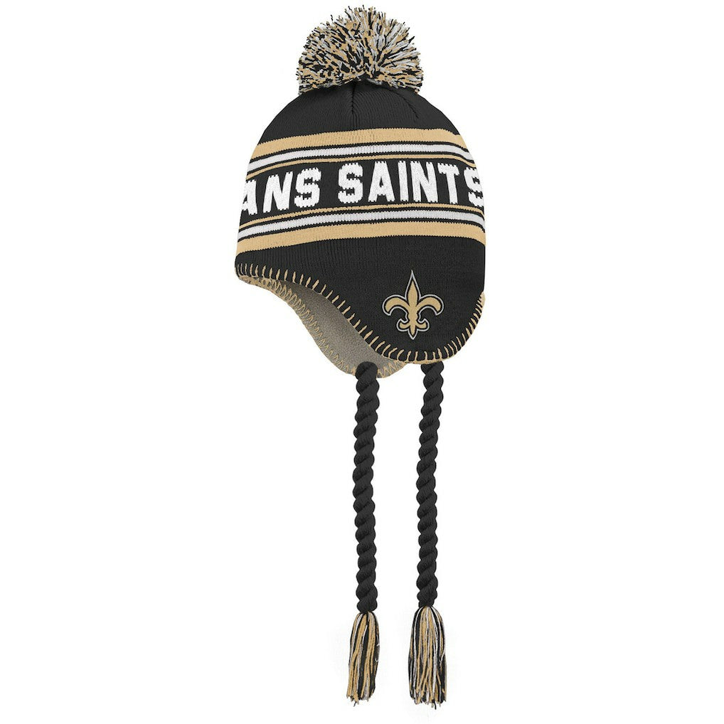Preschool Jacquard Tassel Knit Hat with Pom - New Orleans Saints