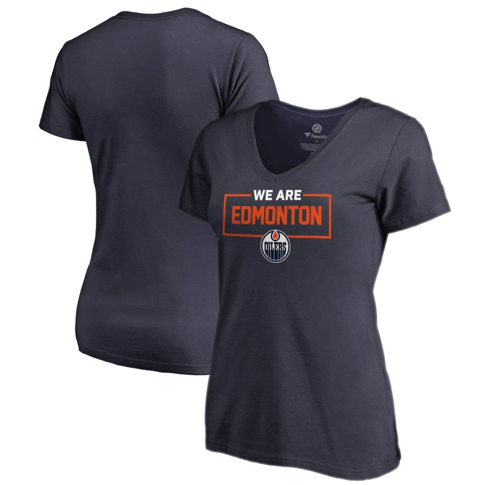 NHL Navy Edmonton Oilers Women's Iconic Collection V-Neck T-Shirt