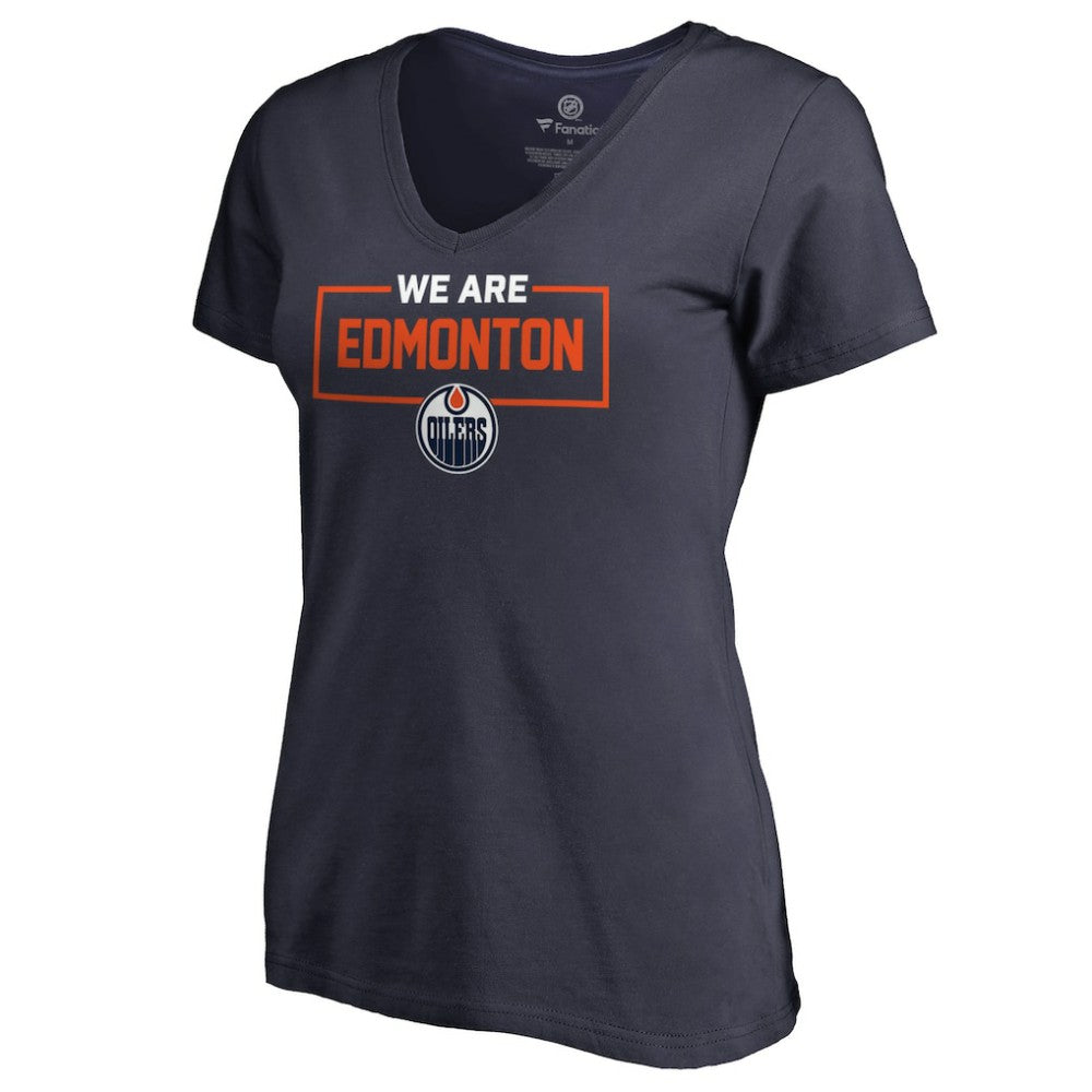 NHL Navy Edmonton Oilers Women's Iconic Collection V-Neck T-Shirt