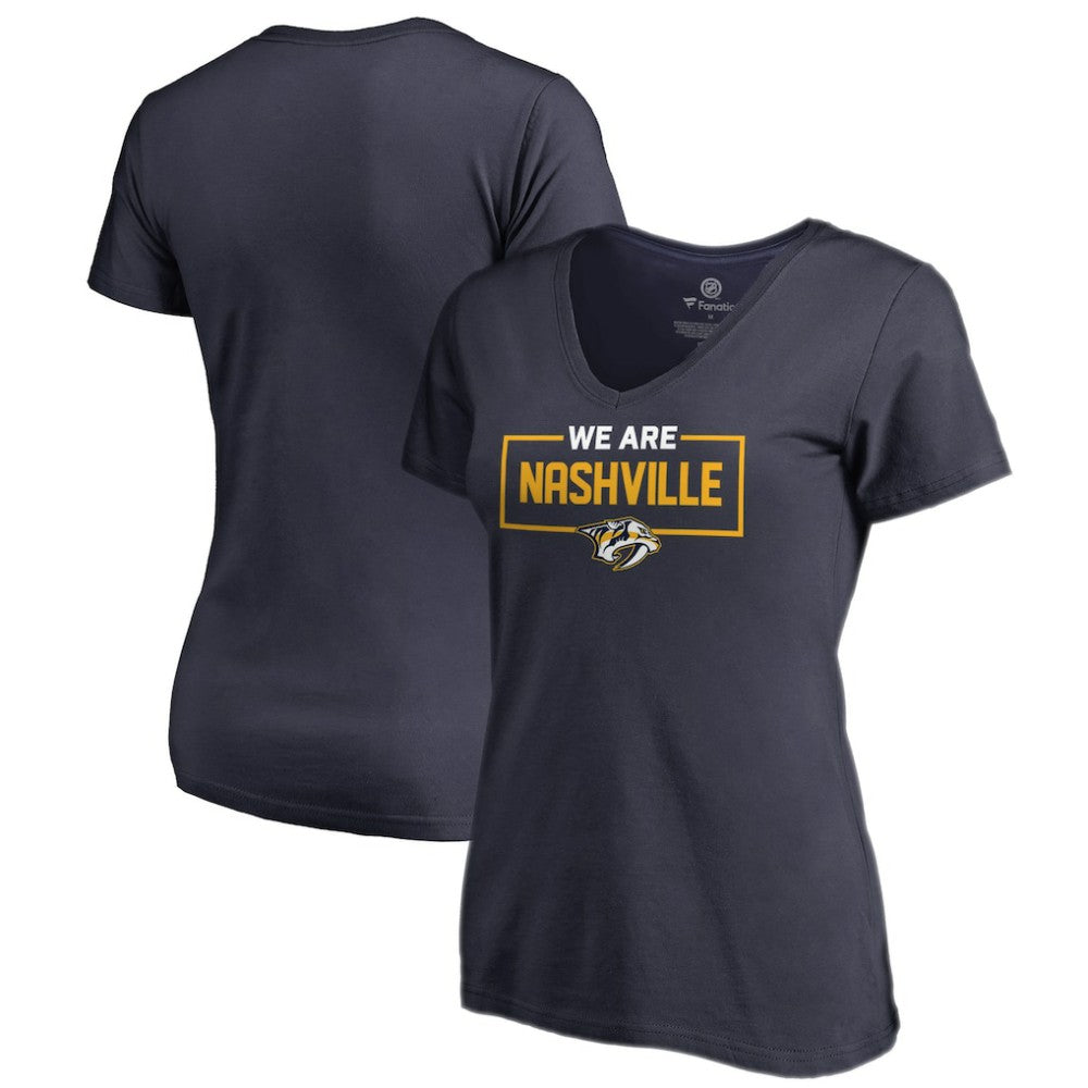 NHL Navy Nashville Predators Women's Iconic Collection V-Neck T-Shirt