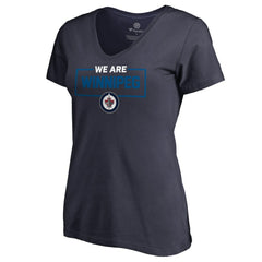 NHL Navy Winnipeg Jets Women's Iconic Collection V-Neck T-Shirt