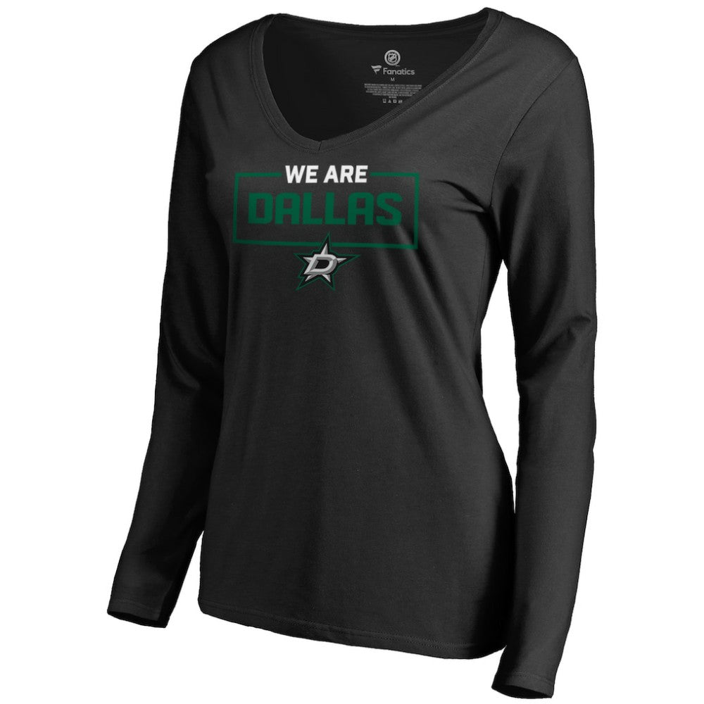 NHL Black Dallas Stars Women's Iconic Collection We Are Long Sleeve V-Neck T-Shirt