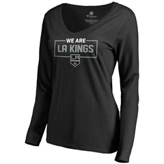 NHL Black Los Angeles Kings Women's Iconic Collection We Are Long Sleeve V-Neck T-Shirt