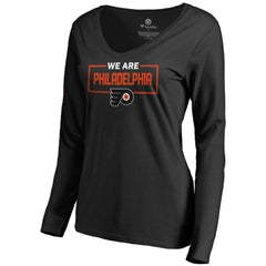 NHL Black Philadelphia Flyers Women's Iconic Collection We Are Long Sleeve V-Neck T-Shirt