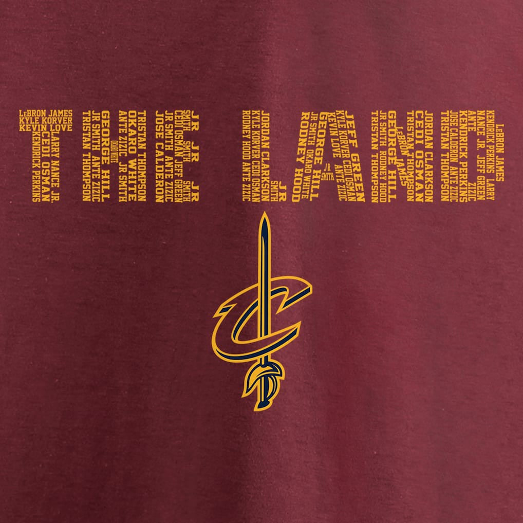 NBA Cleveland Cavaliers Hometown Collection Repeating Roster T-Shirt sale