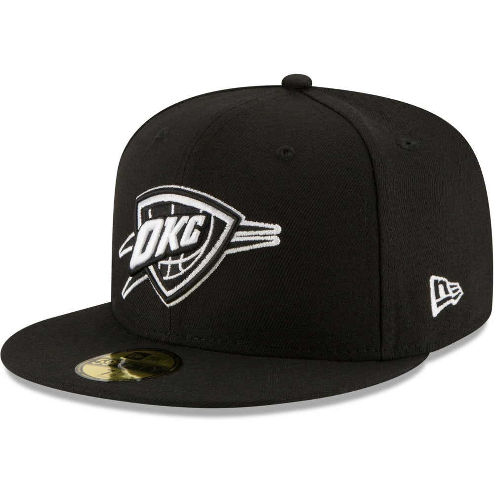 NBA Oklahoma City Thunder Black & White Logo 59FIFTY Fitted Hat