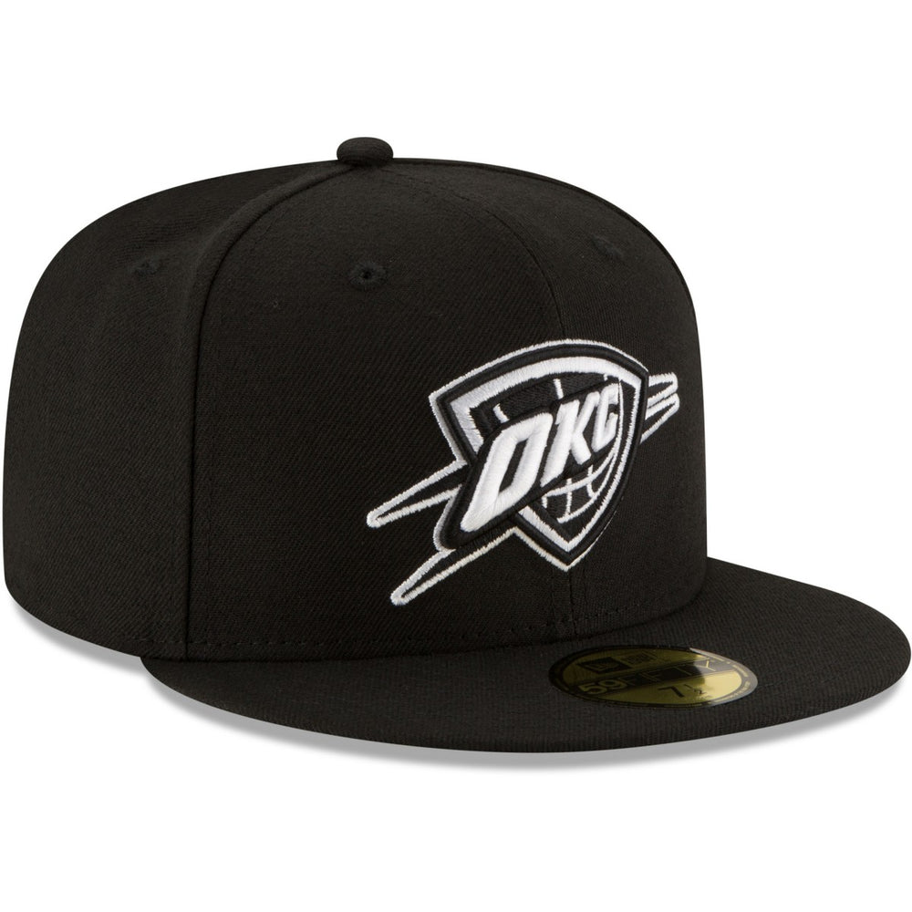 NBA Oklahoma City Thunder Black & White Logo 59FIFTY Fitted Hat