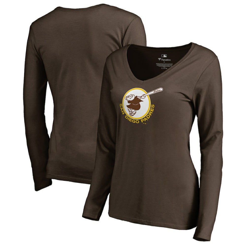 MLB San Diego Padres Women's Cooperstown Collection Forbes Long Sleeve V-Neck T-Shirt