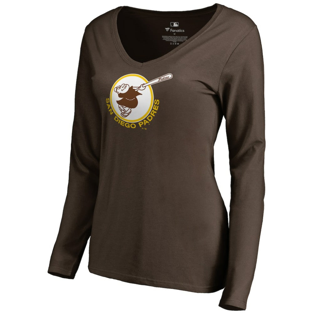 MLB San Diego Padres Women's Cooperstown Collection Forbes Long Sleeve V-Neck T-Shirt