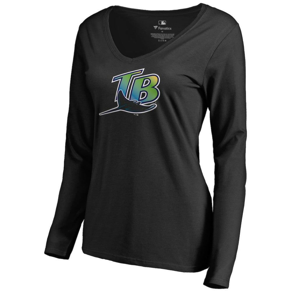 MLB Tampa Bay Rays Women's Cooperstown Collection Forbes Long Sleeve V-Neck T-Shirt