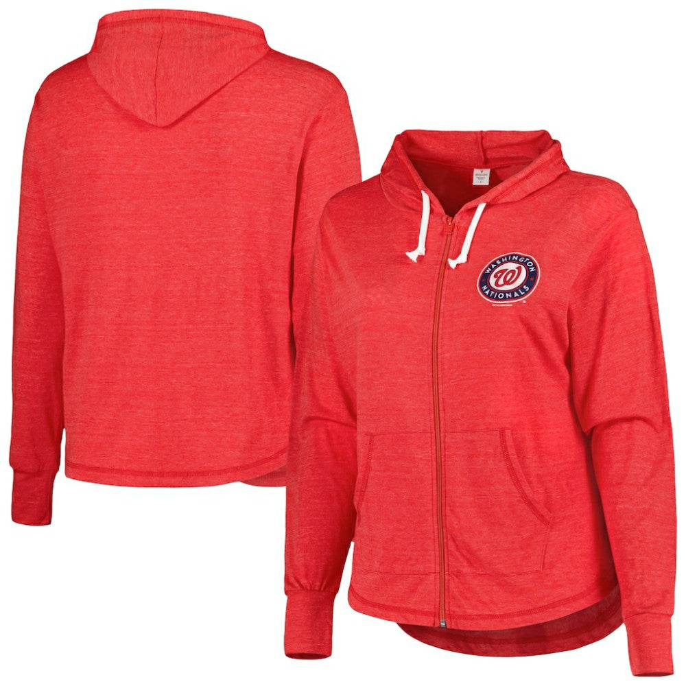 MLB Washington Nationals Soft as a Grape Women's Plus Size Full-Zip Lightweight Hoodie Top