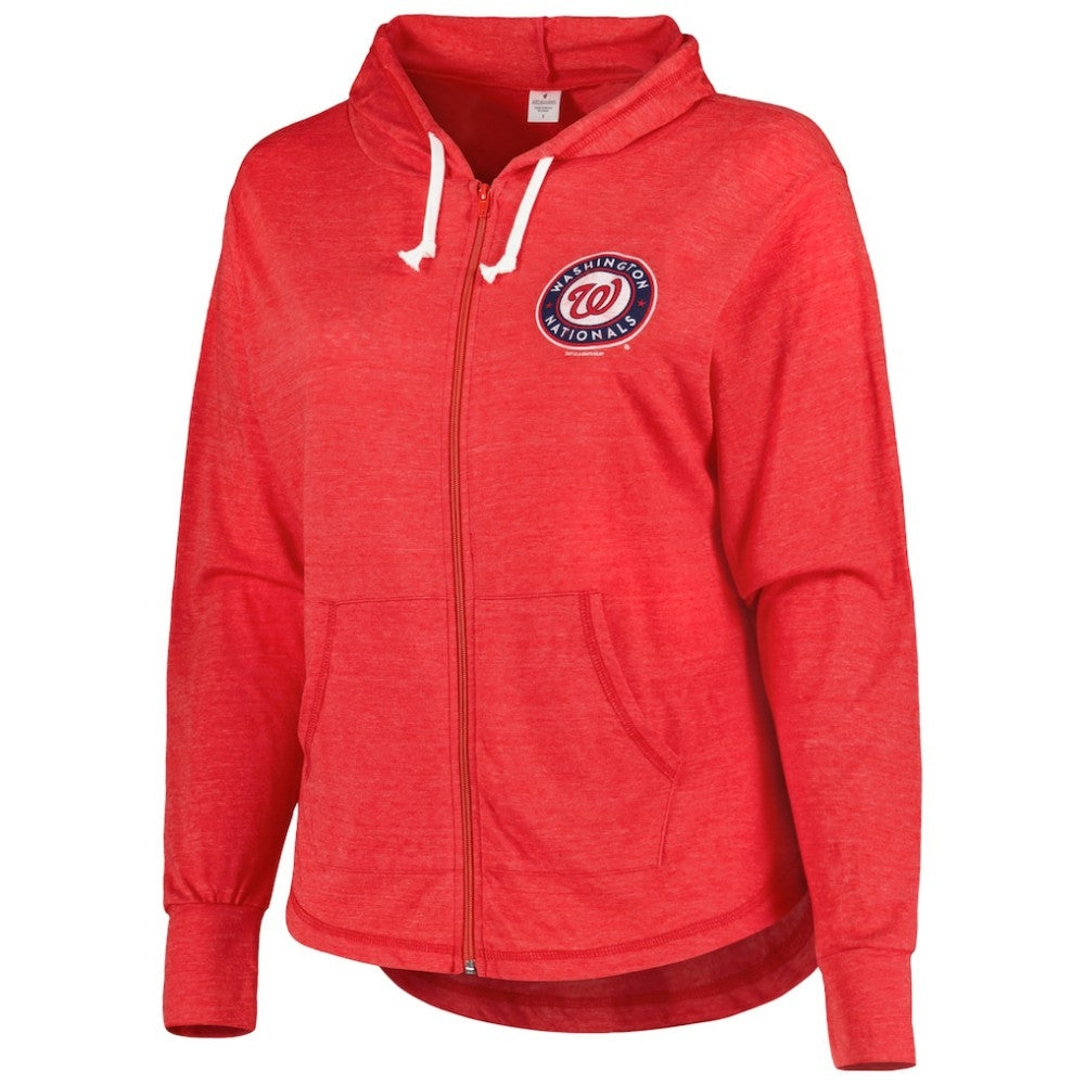 MLB Washington Nationals Soft as a Grape Women's Plus Size Full-Zip Lightweight Hoodie Top