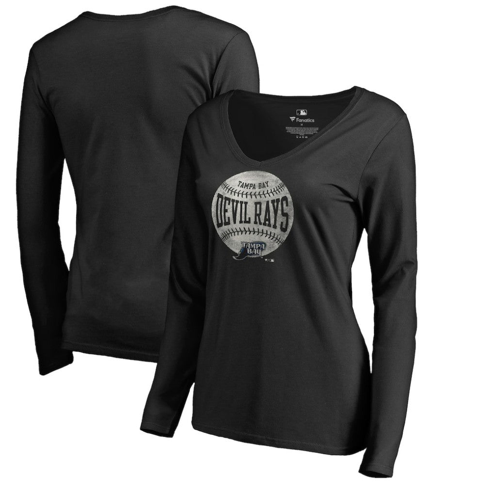 MLB Tampa Bay Rays Women's Cooperstown Collection Slider Long Sleeve V-Neck T-Shirt