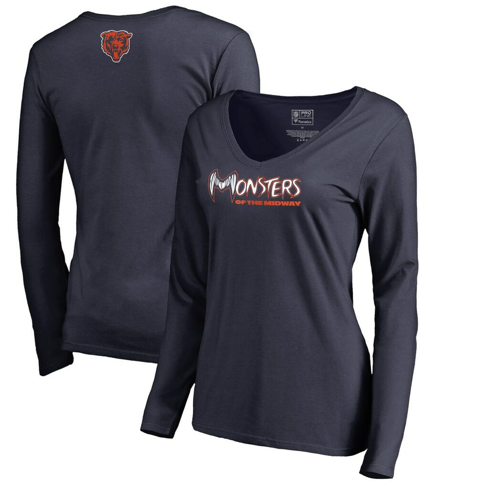 Women's Monsters Long Sleeve V-Neck T-Shirt - Chicago Bears