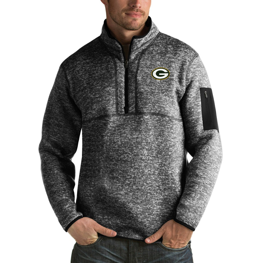 Antigua Fortune Big & Tall Quarter-Zip Pullover Jacket - Green Bay Packers