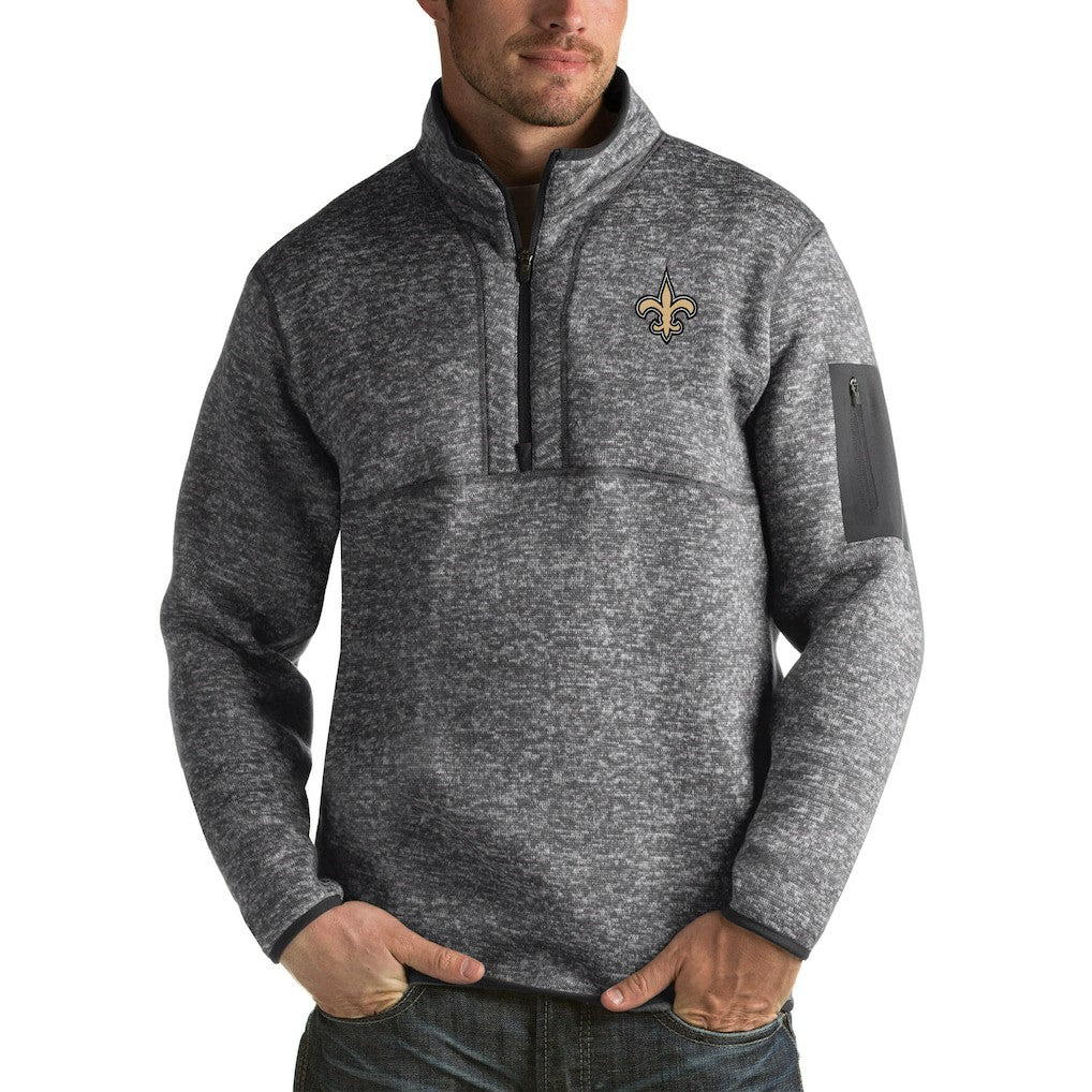 Antigua Fortune Big & Tall Quarter-Zip Pullover Jacket - New Orleans Saints