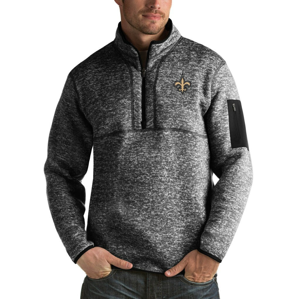 Antigua Fortune Big & Tall Quarter-Zip Pullover Jacket - New Orleans Saints