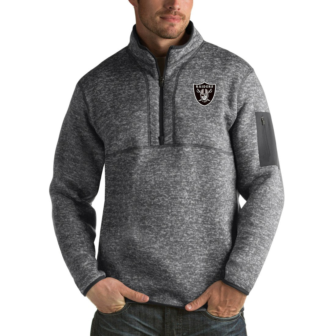 Antigua Fortune Big & Tall Quarter-Zip Pullover Jacket - Las Vegas Raiders