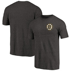 NHL Black Boston Bruins Primary Logo Left Chest Distressed Tri-Blend T-Shirt