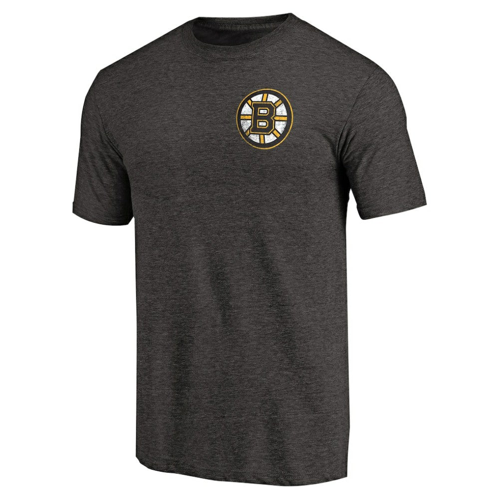 NHL Black Boston Bruins Primary Logo Left Chest Distressed Tri-Blend T-Shirt