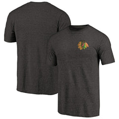 NHL Black Chicago Blackhawks Primary Logo Left Chest Distressed Tri-Blend T-Shirt