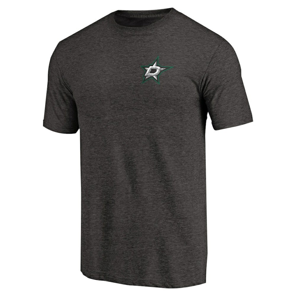 NHL Black Dallas Stars Primary Logo Left Chest Distressed Tri-Blend T-Shirt