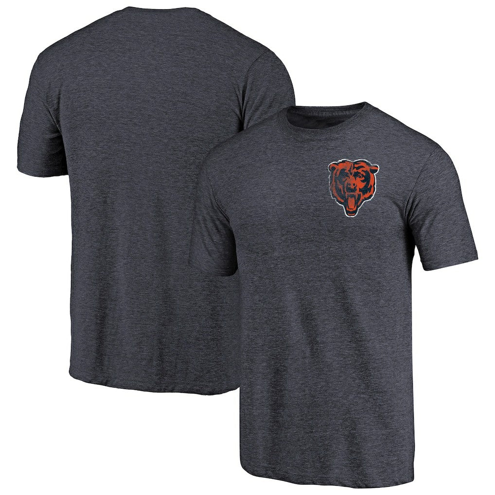 Primary Logo Left Chest Distressed Tri-Blend T-Shirt - Chicago Bears