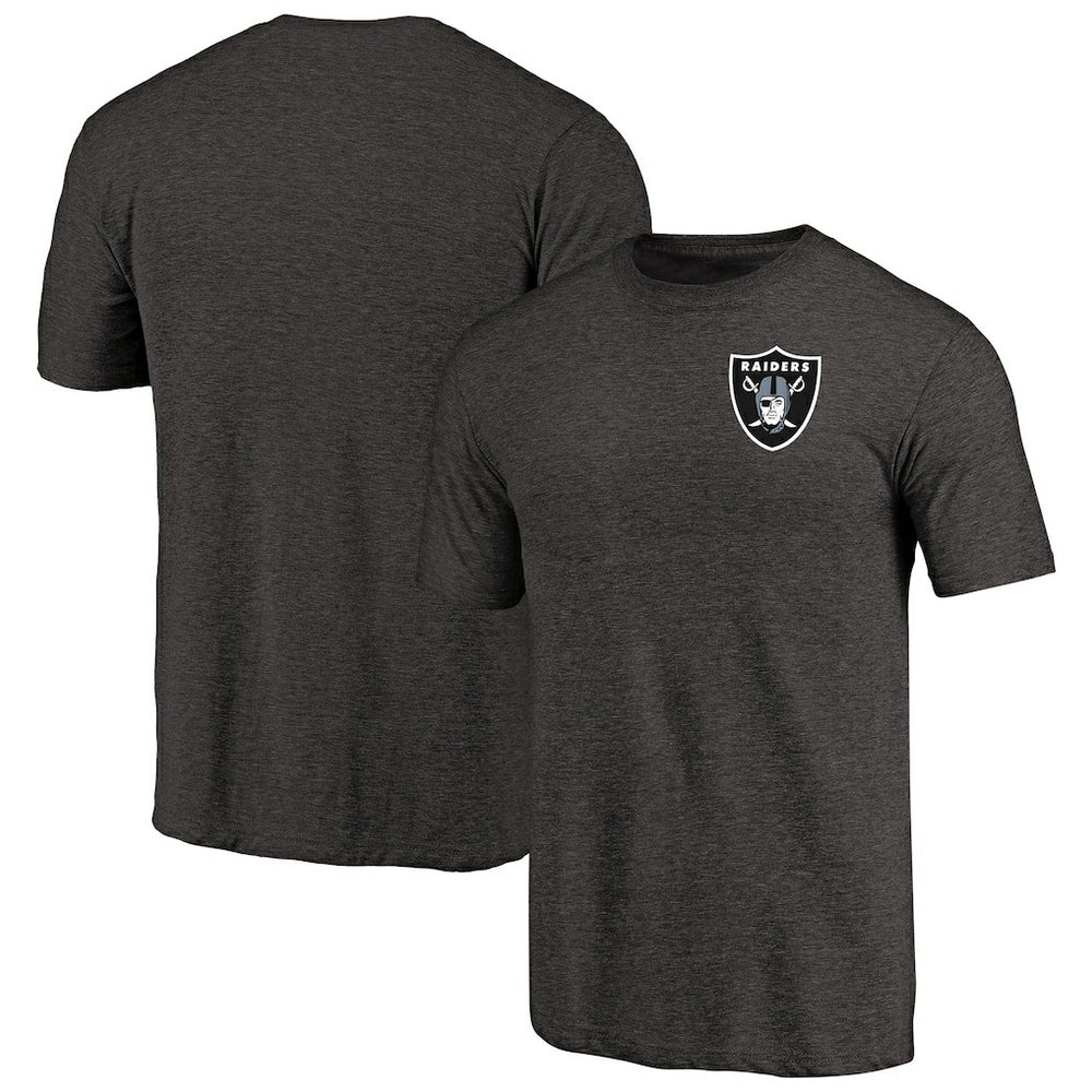 Primary Logo Left Chest Distressed Tri-Blend T-Shirt - Las Vegas Raiders