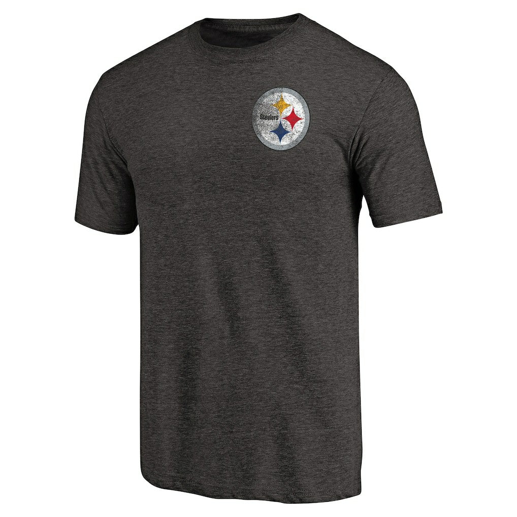Primary Logo Left Chest Distressed Tri-Blend T-Shirt - Pittsburgh Steelers