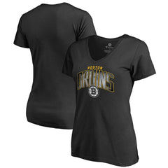 NHL Black Boston Bruins Women's Arch Smoke V-Neck T-Shirt