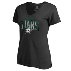 NHL Black Dallas Stars Women's Arch Smoke V-Neck T-Shirt
