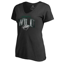 NHL Black Minnesota Wild Women's Arch Smoke V-Neck T-Shirt