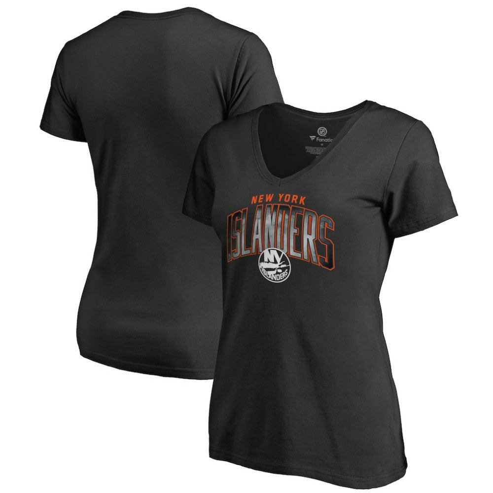NHL Black New York Islanders Women's Arch Smoke V-Neck T-Shirt