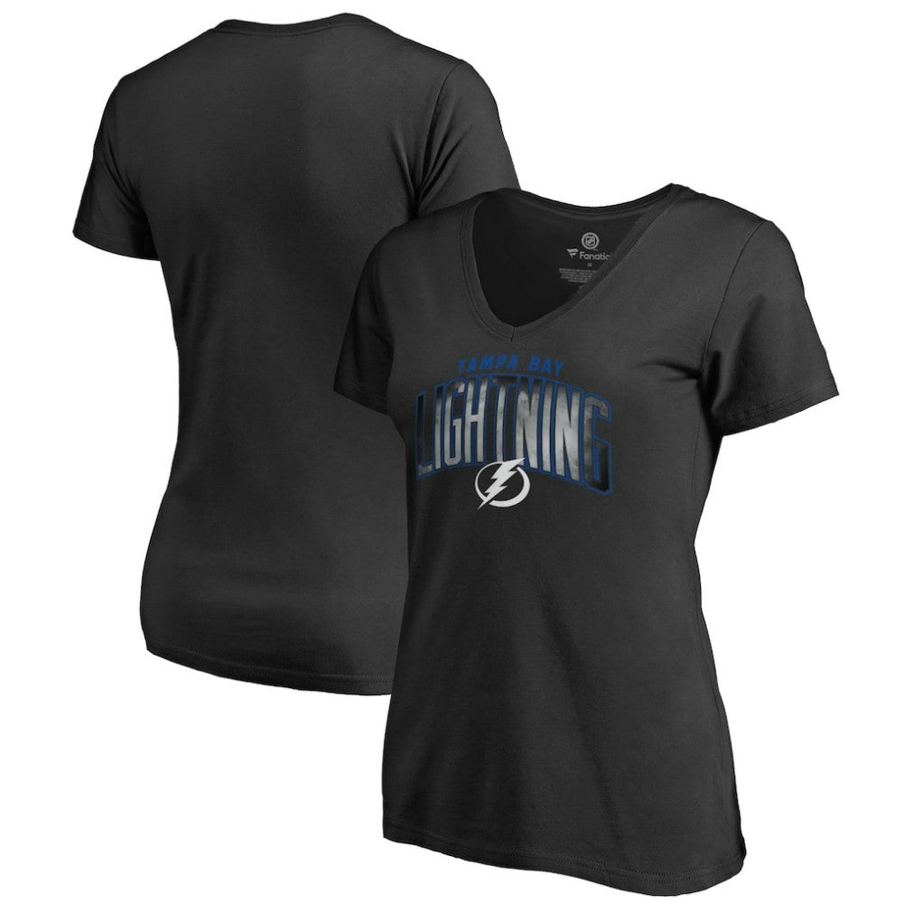 NHL Black Tampa Bay Lightning Women's Arch Smoke V-Neck T-Shirt