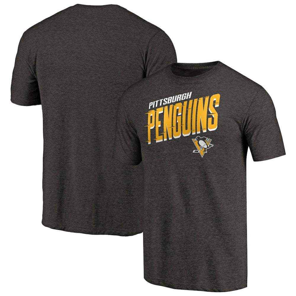 NHL Black Pittsburgh Penguins Slant Strike Tri-Blend T-Shirt