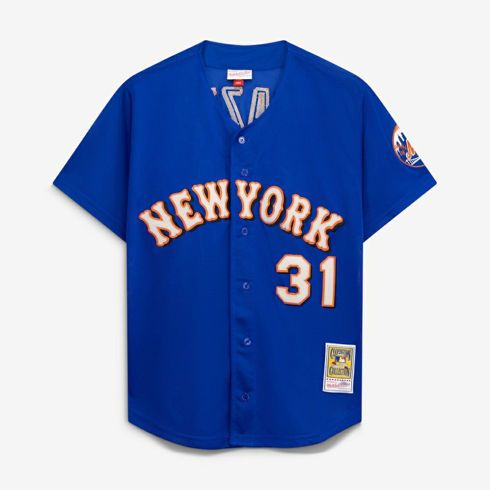MLB Mike Piazza New York Mets Mitchell & Ness Cooperstown Collection Mesh Batting Practice Button-Up Jersey