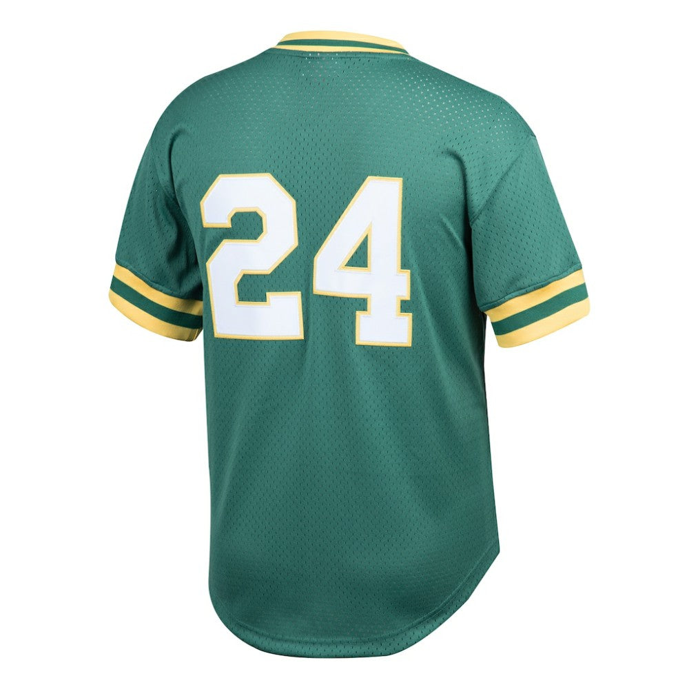 MLB Rickey Henderson Athletics Mitchell & Ness Youth Cooperstown Collection Mesh Batting Practice Jersey