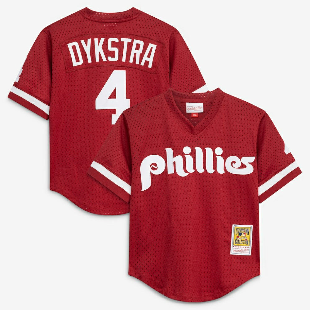 MLB Lenny Dykstra Philadelphia Phillies Mitchell & Ness Youth Cooperstown Collection Mesh Batting Practice Jersey