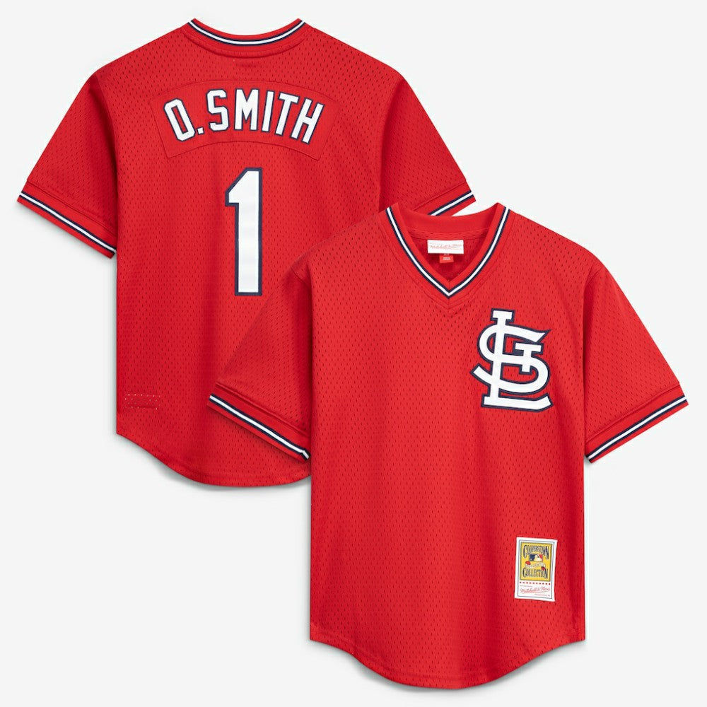 MLB Ozzie Smith St. Louis Cardinals Mitchell & Ness Youth Cooperstown Collection Mesh Batting Practice Jersey